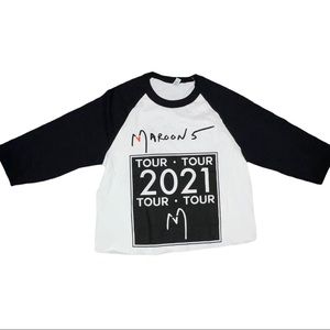 NWOT Maroon 5 Unisex White & Black Raglan Concert 2021 Shirt Size Medium
